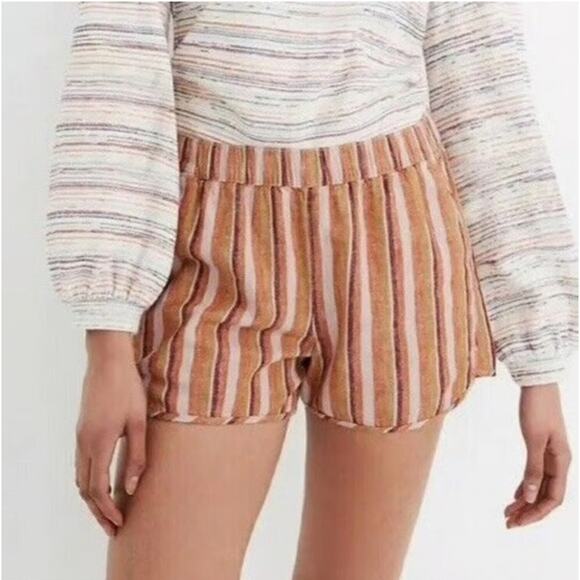 Madewell Linen/Cotton Rainbow Stripe Jogger Retro Shorts Womens size Extra Small - Picture 2 of 9
